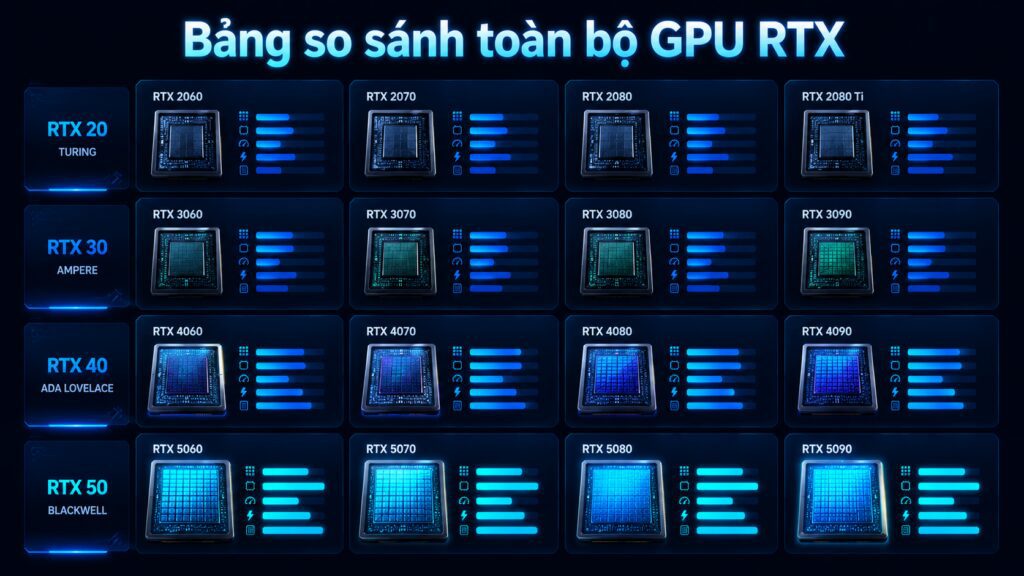 Bảng so sánh toàn bộ GPU RTX