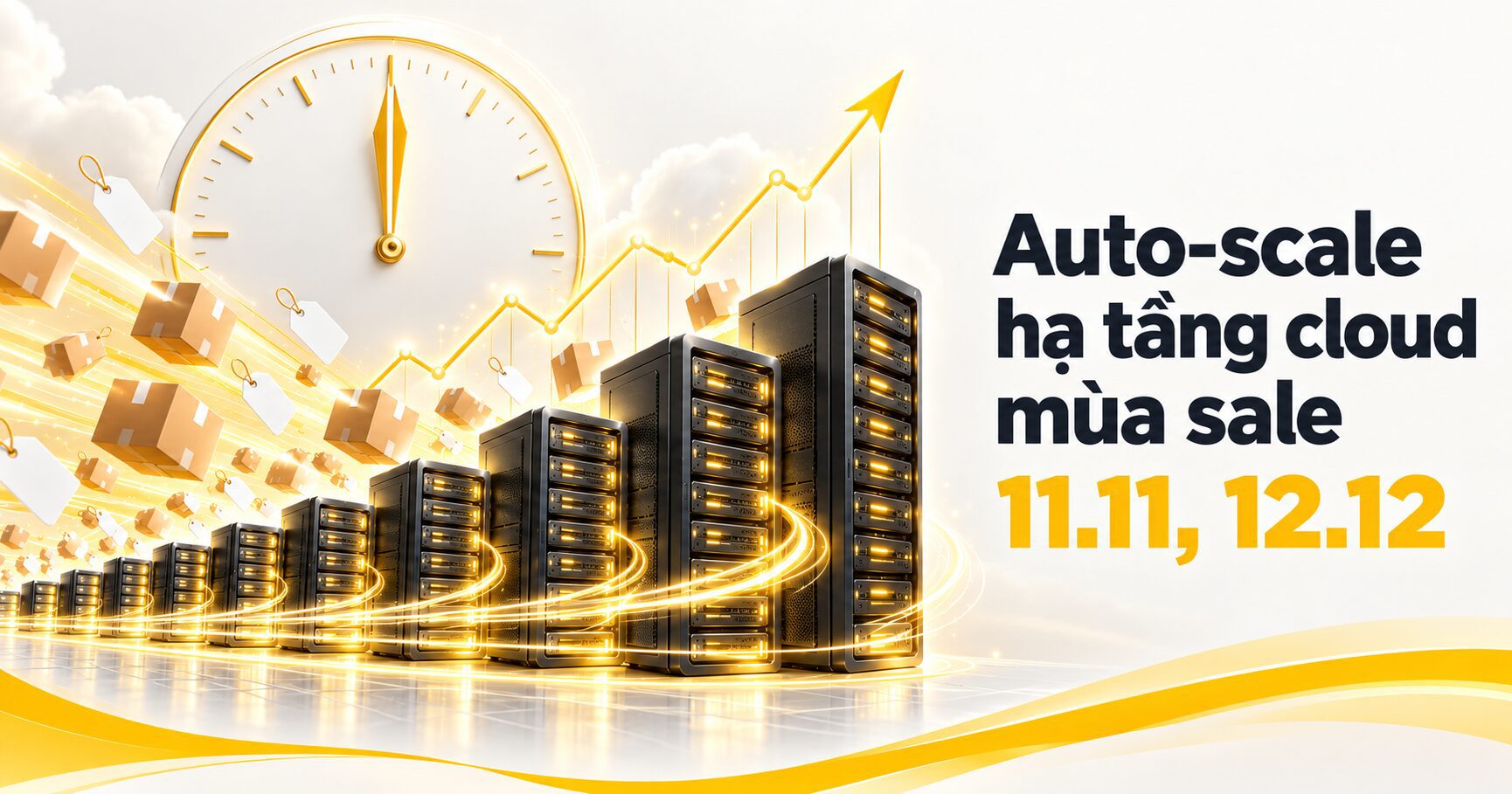 Auto-scale hạ tầng cloud mùa sale 11.11, 12.12 – máy chủ tự mở rộng khi traffic tăng đột biến
