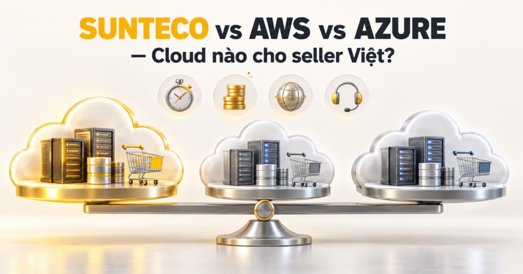 So sánh cloud cho e-commerce Việt Nam giữa Sunteco, AWS và Azure theo độ trễ, chi phí và hệ sinh thái