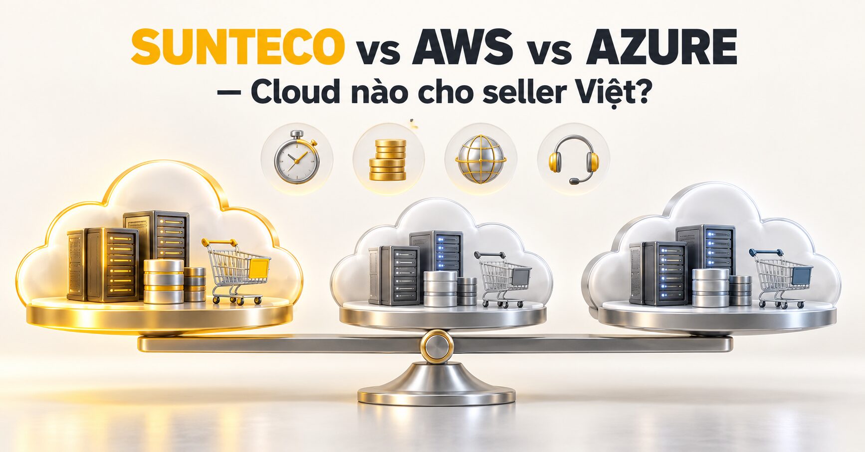 So sánh cloud cho e-commerce Việt Nam giữa Sunteco, AWS và Azure theo độ trễ, chi phí và hệ sinh thái