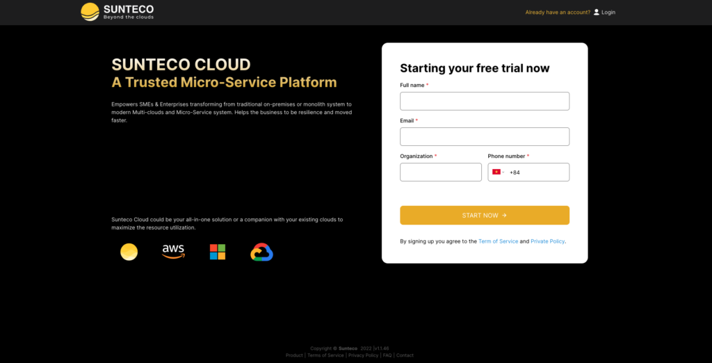 sunteco-cloud-website